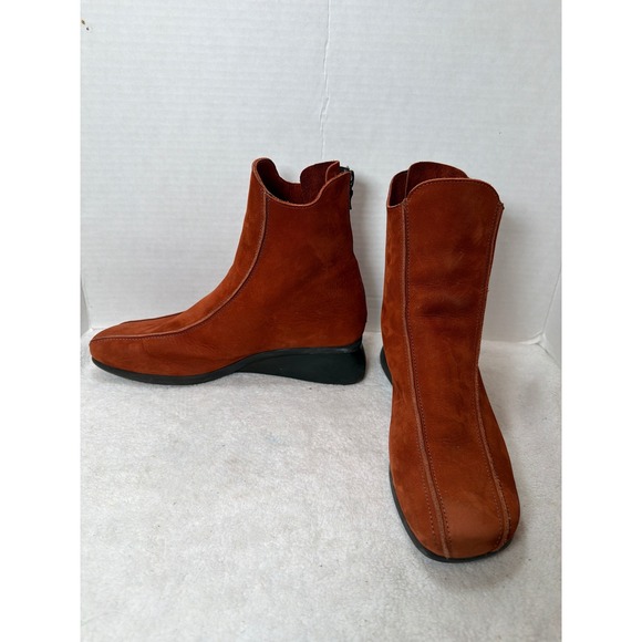 RARE Arche AREUH Nubuck Leather Ankle Boots Burnt Orange Zip‎ Closure Size 39 - Picture 2 of 13